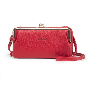 ショルダーバッグ お財布ポシェット がま口バッグ レッド 赤 ショルダーバッグ お財布ポシェット スマホポーチ