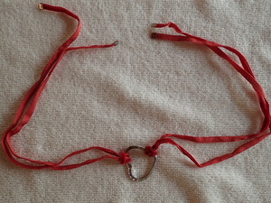 [ beautiful goods ]FURLA Furla necklace silver Heart type × red cord ga- Lee feeling . exist very cute.!