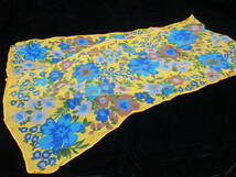 即決！◆手芸材料　シルク100％　スカーフ　◆黄色地に花柄　　約28×約150ｃｍ　_画像1
