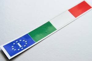 B_1# Italy national flag banner sticker S size 2x14cm 1 sheets # height weather resistant water-proof seal italy Europe car . suitcase etc. * immediately buying EU