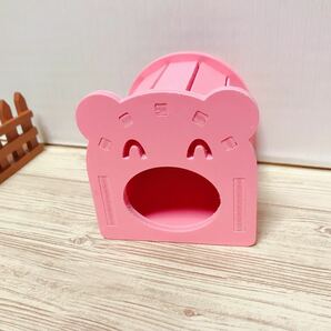 ハムスター鳥ペットラットマウス小動物用ハウス可愛い家部屋木箱巣箱おもちゃ遊具玩具-3色(ピンク)