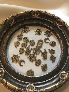 ハロウィン チャーム ハンドメイド おばけ 金古美 蜘蛛の巣 月 かぼちゃ HELLOWEEN ジャクオーランタン パーツ 月