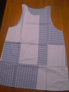  childcare worker nursing . Ran type hand made apron cotton light blue patchwork manner front slit 