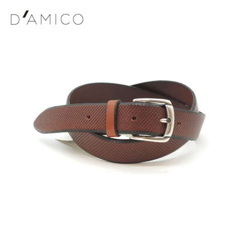 【定価2.3万・新品・95】D'AMICO（ダミーコ）型押しカーフレザーベルト ACU2269-30 ブラウン