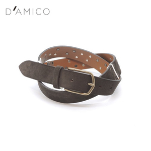 【定価2.8万・新品・90】D'AMICO（ダミーコ）メタル切替え×メタルスタッズ付きスエードレザーベルト ACU2459 ブラウン