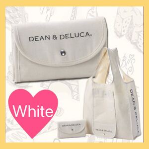 DEAN&DELUCA エコバッグ ナチュラル ホワイト 白 ショッピングバッグ ディーン&デルーカ 折りたたみ 人気 エコ ママ