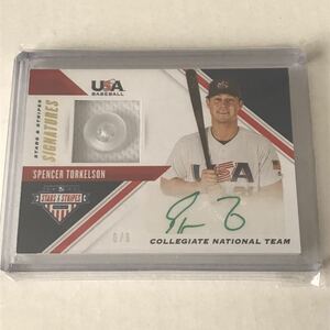 6/6！[Spencer Torkelson] Button！[2020 Panini Stars & Stripes USA Baseball](トーケルソン auto autograph 直筆サイン green ink)