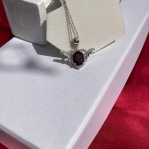 天然宝石ガーネット 水晶 1月誕生石 可愛いハート 天使の羽 トップ ネックレス ペンダント シルバー 真実 友愛 繁栄 愛の象徴