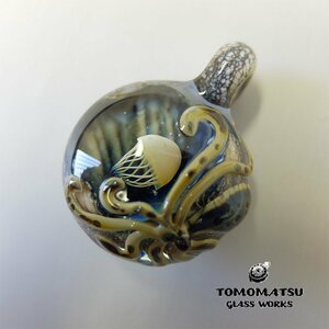 TOMOMATSU GLASS WORKS glass pendant top .. sea month . machine one ..... large .