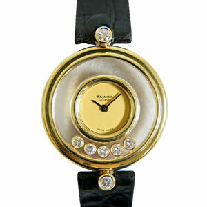 本物 ショパール Chopard ハッピーダイヤモンド 7P 腕時計 QZ クォーツ 電池式 ゴールド文字盤 20/4955 レディース
