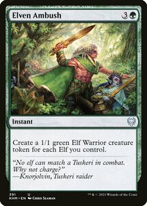 え緑 エルフの伏兵 1枚（4枚在庫s 英 良品 KHM）/Elven Ambush（MTG /カルドハイム/Kaldheim/）