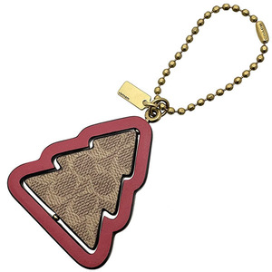 美品 コーチ キーホルダー シグネチャー スピニング ツリー ハングタグ COACH 木 ボールチェーン チャーム バッグ キー リング (9861)