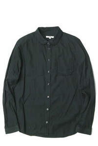 YMC ワイエムシー フリルギャザーディテールシャツ 10 ブラック 長袖 コットン ラッフル トップス lc24988