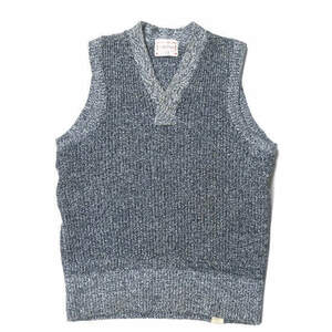 BONCOURA ボンクラ 日本製 A1 Cotton Vest コットンニットベスト 36 ネイビー メランジ ごま塩 トップス mc64376