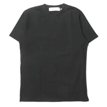 L'HOMME ROUGE ル・オムルージュ ポルトガル製 コットンスリットクルーネックTシャツ L(50) ブラック 半袖 無地 トップス ☆☆mc61997_画像1