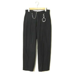 WHATWEWEARMATTERS ワットウィーウェアマターズ 18AW STRIPE TROUSERS ストレッチストライプトラウザーパンツ M ブラック WWWM ☆☆mc59537