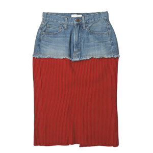 新品 PHEENY フィーニー 18AW 日本製 DENIM×RIB KNIT SKIRT(RED) デニム x リブニットスカート PA18-SK04 2 レッド ドッキング ☆☆g2309