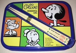  Showa Retro * chopsticks attaching lunch box * Popeye & olive * exterior none * unused * the first period attrition small scratch equipped * plastic * records out of production * collector san oriented. 