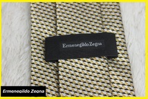 【送料無料】新品エルメネジルド・ゼニア（Ermenegildo Zegna） 100％シルクマイクロデザイン柄ネクタイ タイ（イエローゴールド）NO.65_画像7