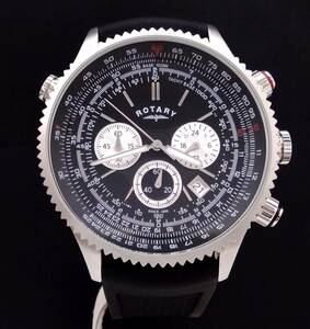 ROTARY ロータリー GS00100 04 パイロットウォッチ クロノグラフ ブラック ラバー 電池式 メンズ 腕時計 店舗受取可
