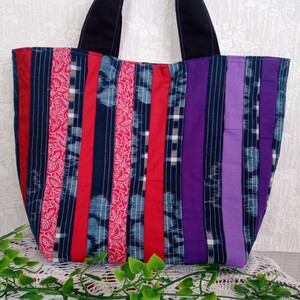 パッチワークトートバッグ&ポーチ☆ストリングキルト☆ハンドメイド