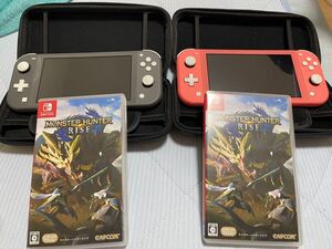 任天堂Switchライト2台+モンハンライズ2つ+本体収納ケース付き
