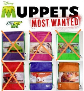 ☆Subway☆Muppets☆Most Wanted☆backpacks☆Beaker☆Fozzie Bear☆サブウェイ☆マペットショー☆ビーカー☆フォジー☆巾着セット☆バッグ