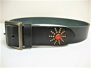  Tochigi leather end on Lee studs belt black red spo tsu Vintage type made in Japan 