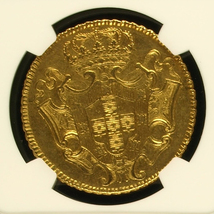 【記念貨幣】1730M年ブラジルフォアン５世12800レイス金貨ゴールドコイン NGC AU55 高鑑定品 近代金貨 重28.68ｇ、直径38.8ｍｍ E08_画像4