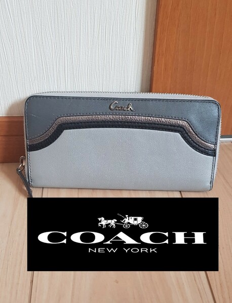 男女兼用 COACH長財布 グレー