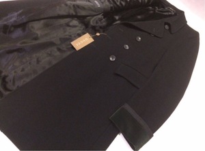 [ tag equipped, regular goods ] GUCCI Gucci cashmere wool double long coat sleeve double bell bed velour size 48 black 