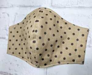 * hand made * solid inner mask * for children * elementary school student for high grade students .* double gauze * circle rubber attaching * beige × dot pattern * approximately 12×9.