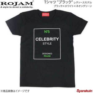 ROJAM ロジャム Tシャツ ブラック レディースモデル ブラック×ホワイト×ネオングリーン サイズ：WM 70-T181-2WM