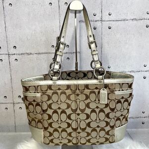 コーチ COACH トートバッグ シグネチャー レザー 総柄 チャーム 保存袋
