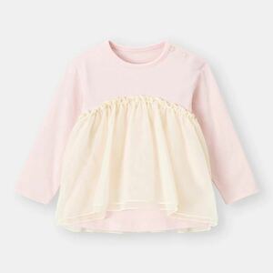 GU GU chu-ru комбинированный t длинный рукав baby 80 девочка Uniqlo tops Uniqlo 