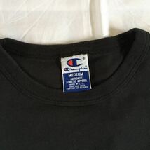 90's USA製 Champion チャンピオン スクリプトロゴ ロングスリーブTシャツ ロンT ブラック M_画像3