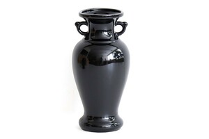 国産 陶器 花瓶 ■ サギ ■ 黒無地 7寸 ■ 単品 ■ 高さ21cm ■ 仏壇 お盆 お彼岸 お墓参り 供養