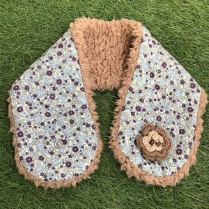  free shipping * beautiful goods * for children muffler light blue floral print child girl reversible flower knitting pretty mo Como ko including in a package possibility lady's hand made 