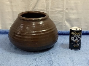 陶器製 黒薩摩　長太郎焼　花瓶　壺　検　陶芸　アンティーク　コレクション　郷土工芸品　薩摩焼