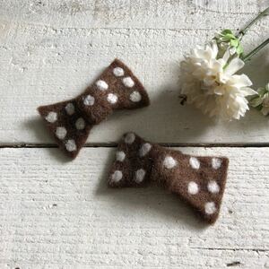  original wool felt dot polka dot hairpin 2 piece set hair accessory Kids 