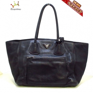 Prada PRADA Tote Bag-Leather Black Women's Leather Tag Bag Bag, Bag, Prada General, Tote Bag