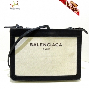 Balenciaga BALENCIAGA Shoulder Bag 390641 Navy Pochette Canvas x Leather Ivory x Black Women's Bags, Balenciaga, Bags, Bags