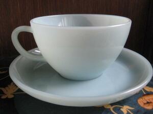* Fire King cup & saucer turquoise blue 