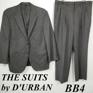 S005 THE SUITS by D'URBAN ザスーツバイダーバン スーツセットアップ BB4サイズ グレー サイドベンツ ２B 総裏 ストライプ入り