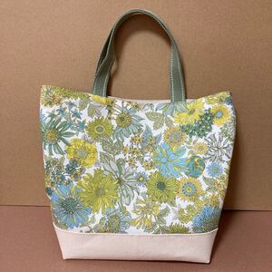 最終値下げ ハンドメイド トートバッグ 帆布 花柄がま口付き♪