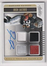 NFL JOSH JACOBS AUTO 2019 PANINI ABSOLUTE FOOTBALL ROOKIE PREMIERE MATERIAL autograph quad MEMORABILIA /25 枚限定 直筆 サイン_画像1