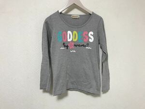 美品本物チームゴッデスteamgoodnessコットンブランドロゴ長袖ロングTシャツレディースMグレー