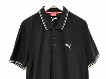 本物プーマPUMAコットンロゴ刺繍半袖ポロシャツメンズ黒ブラックM旅行トラベルスポーツゴルフ_画像2