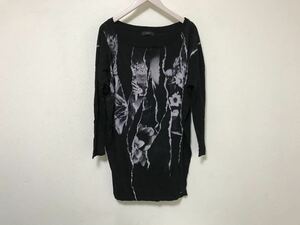  genuine article diesel DIESEL Tiger tiger . print long sleeve 7 part height T-shirt lady's black black XS