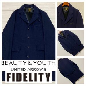 FIDELITY ビューティー&ユース◆別注 テーラード チェスターコート M ダークネイビー 濃紺 定価46200円 USA製 BEAUTY&YOUTH フィデリティ